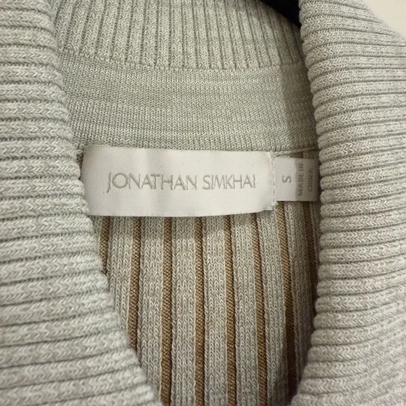 Jonathan Simkhai Allyson Striped Ribbed Polo Zip-Up Sweater - Picture 2 of 5